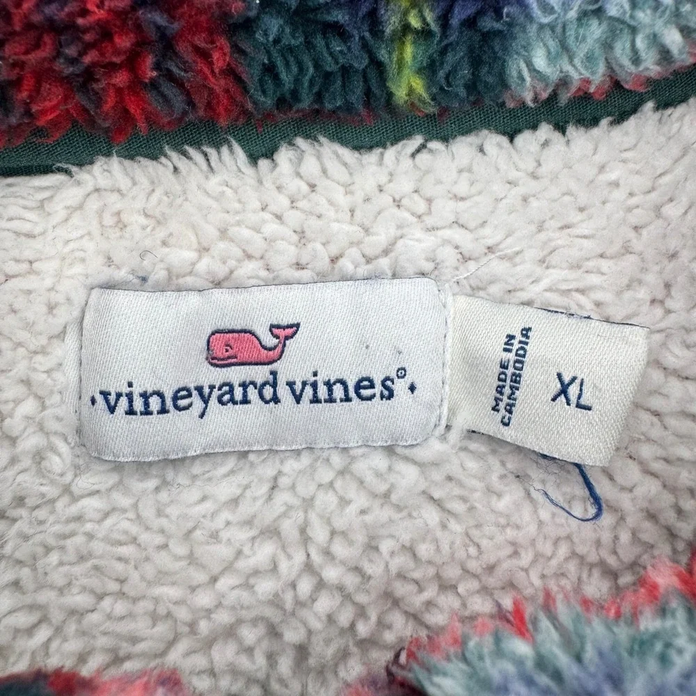 Vineyard Vines Women XL Plaid Sherpa Fleece Quarter Zip Pullover Red Green White - Picture 6 of 12